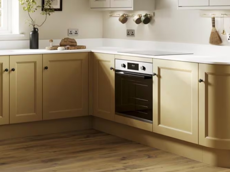 Timber flooring fitted in a traditional kitchen with central island